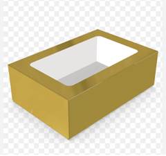 CAIXA LAMINADA C/ VISOR 06 DOCES OURO - PCT C/ 10 UNIDADES